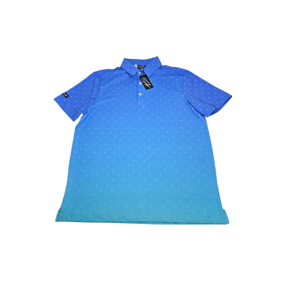 NWT Sunday Swagger Ombre Palm Trees AOP Polo Shirt Men's Medium Performance Golf